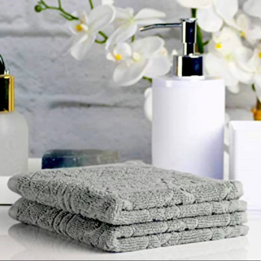 New Peach & Oak Towel Collection Washcloths, Bundle, Tangier Limestone (Grey)